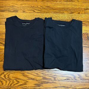 Lot of 2 Banana Republic Premium Wash M Tall Solid Black T-Shirts Crew Neck